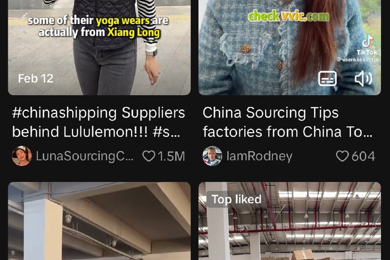 下午察：中国工厂员工涌入TikTok反击关税战正当中美两国深陷贸易争端，仰赖出口维生的中国工厂员工正涌入短视频平台TikTok，目的是向美国消费者抛出一个诱人的消费提示：与其花200美元（263新元）买一条露露柠檬（Lululemon）的瑜伽裤，不如花五六美元直接从中国工厂采购，材料和质地还完全相同