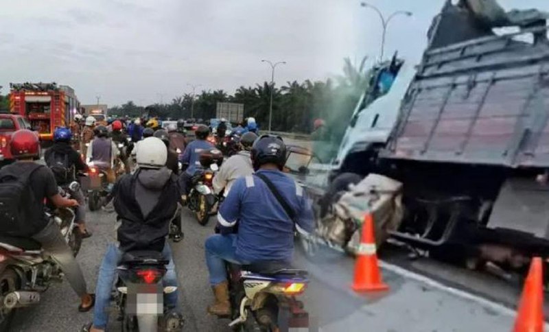 南北大道三罗厘连环撞 车龙塞10公里马来西亚南北大道北上157公里处靠近双溪峇甲休息站发生三辆罗厘相撞事故，导致交通严重阻塞，拥堵路段长达10公里