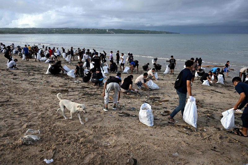 合力保护环境 志愿者清理峇厘岛海滩的季风垃圾数百名志愿者参加了印度尼西亚峇厘岛海滩的清理工作，季风降雨带来了大量的塑料垃圾，污染了游客喜爱的海滩